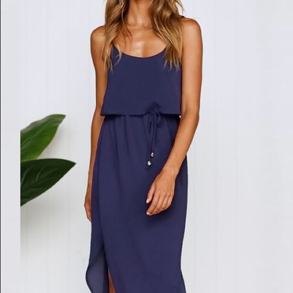 Launiq Dresses & Skirts - Launiq Spaghetti Strap Side Slit Midi Dress